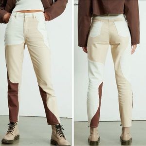 PacSun Eco Tan & Brown Paneled Mom Jeans Size 24 NWT